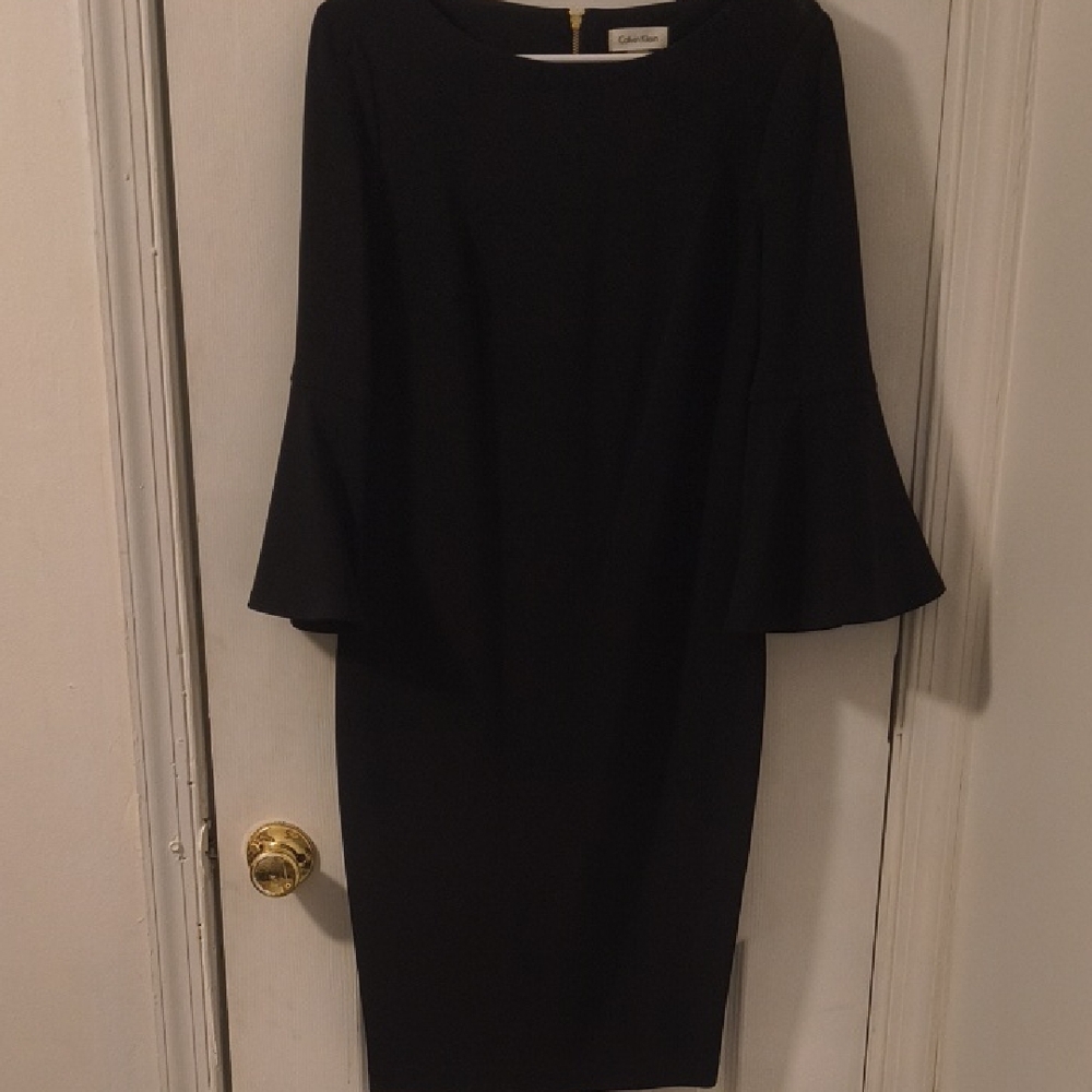 Calvin Klein Black Flared Sleeve Dress - Picture 1 of 4